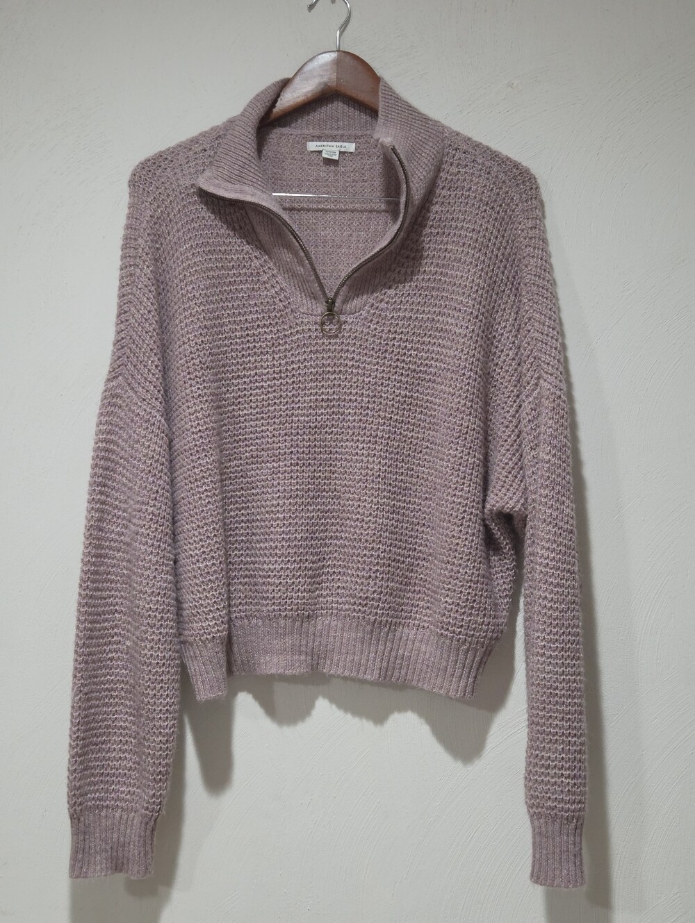 American Eagle Quarter Zip Knit Sweater